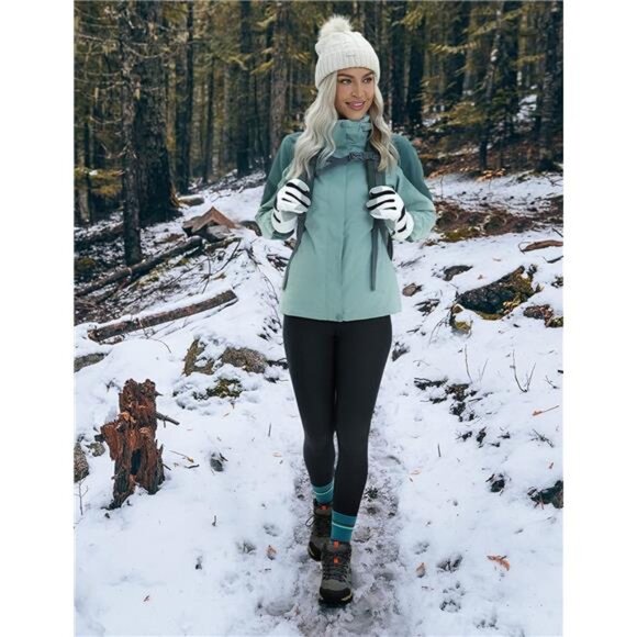 Thermal Fleece Lined Leggings Women 28'' - Winter Warm Workout Hiking Pants - Picture 3 of 8